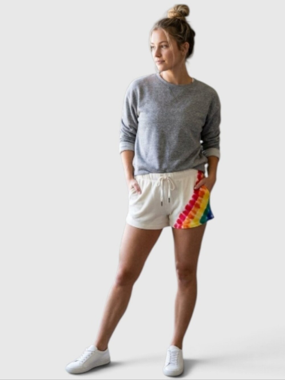 PJ Salvage Rainbow Tie Dye Lounge Shorts NWT Ivory Oatmeal Size Medium